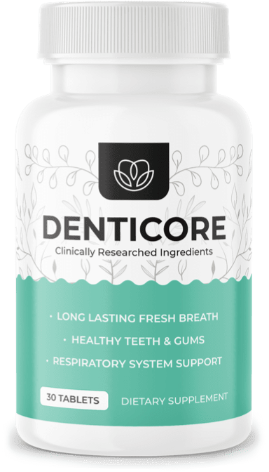 DentiCore supplement bottle — 30 tablets dental health